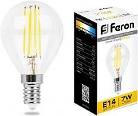 Лампа светодиодная филамент Feron LB-509 G45 Шар E14 220В 9Вт 2700К 45х75мм